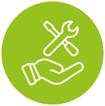 Hand holding tools icon